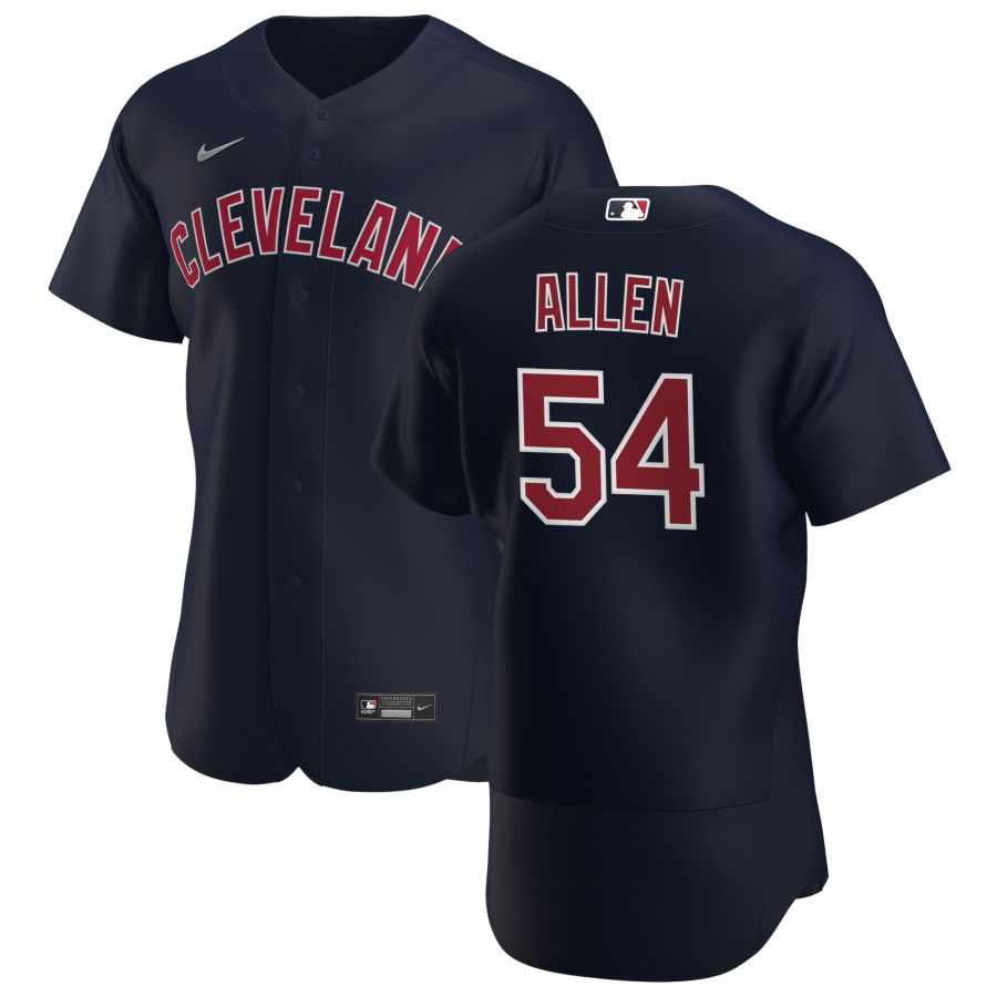 Cleveland Indians 54 Logan Allen Men Nike Navy Alternate 2020 Authentic Player MLB Jersey